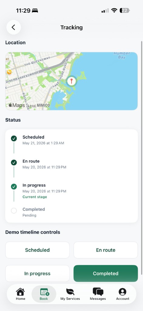 Provider tracking — live map and status updates in the GraSnoW app